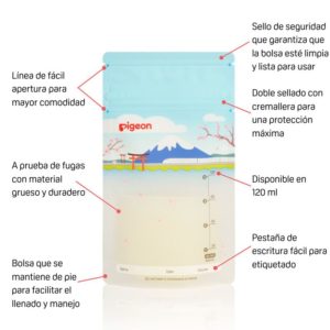 BOLSAS ALMACENAMIENTO P/ LECHE MATERNA 4 OZ 25’s PIGEON